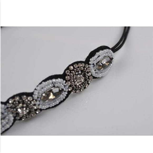 Shegirl Bridal Wedding Headband Handmade Crystal Beaded Elastic hair bands main image 5